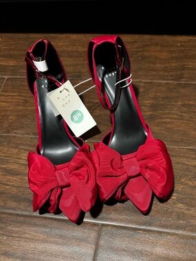 a new day Red Bow Ankle-Strap Heels